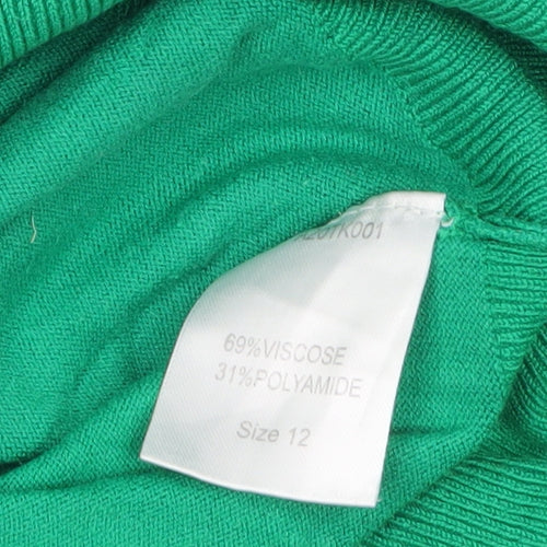 Sosandar Women's Green Crew Neck Long Sleeve Pullover Jumper Size 12