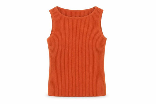 The Works Women’s Orange Ribbed Knit Sleeveless Tank Top M