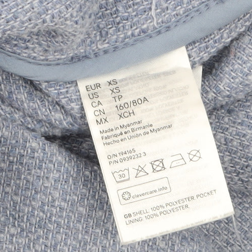 H&M Women Blue Tweed Mid-Length Shacket Jacket XS