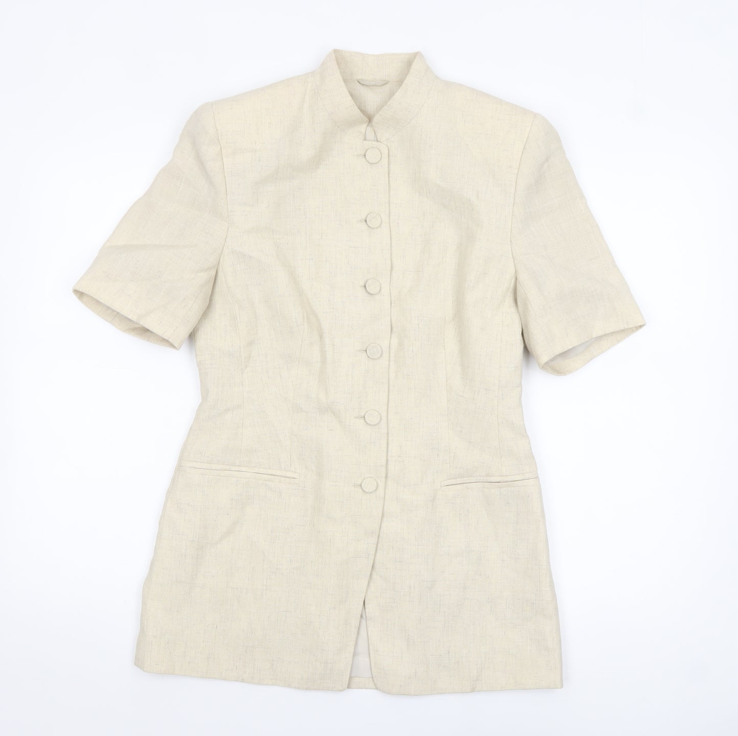 Richards Womens Beige Linen Blend Short Sleeve Suit Jacket Size 10