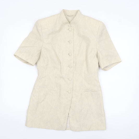 Richards Womens Beige Linen Blend Short Sleeve Suit Jacket Size 10