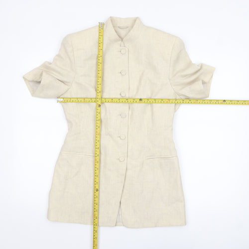 Richards Womens Beige Linen Blend Short Sleeve Suit Jacket Size 10