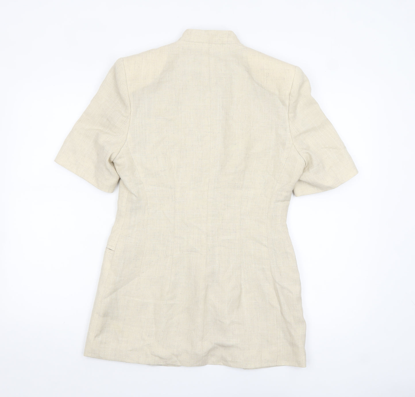 Richards Womens Beige Linen Blend Short Sleeve Suit Jacket Size 10