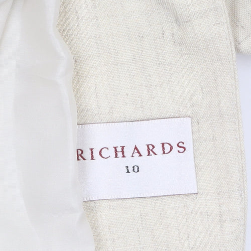Richards Womens Beige Linen Blend Short Sleeve Suit Jacket Size 10