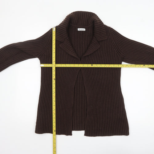 Berkertex Women Brown Knit Collared Cardigan Size 10-12