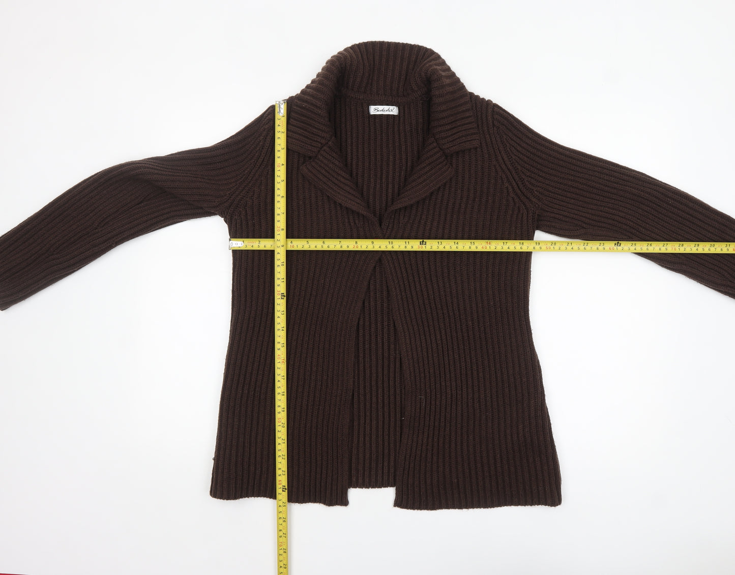 Berkertex Women Brown Knit Collared Cardigan Size 10-12