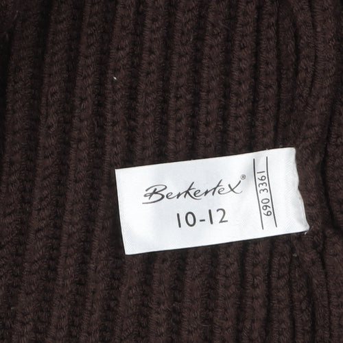 Berkertex Women Brown Knit Collared Cardigan Size 10-12