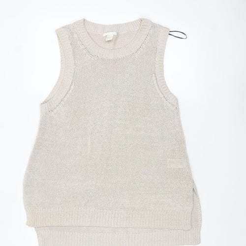 H&M Womens Beige Sleeveless Knit Vest Jumper Size L
