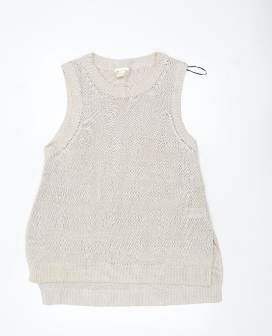 H&M Womens Beige Sleeveless Knit Vest Jumper Size L
