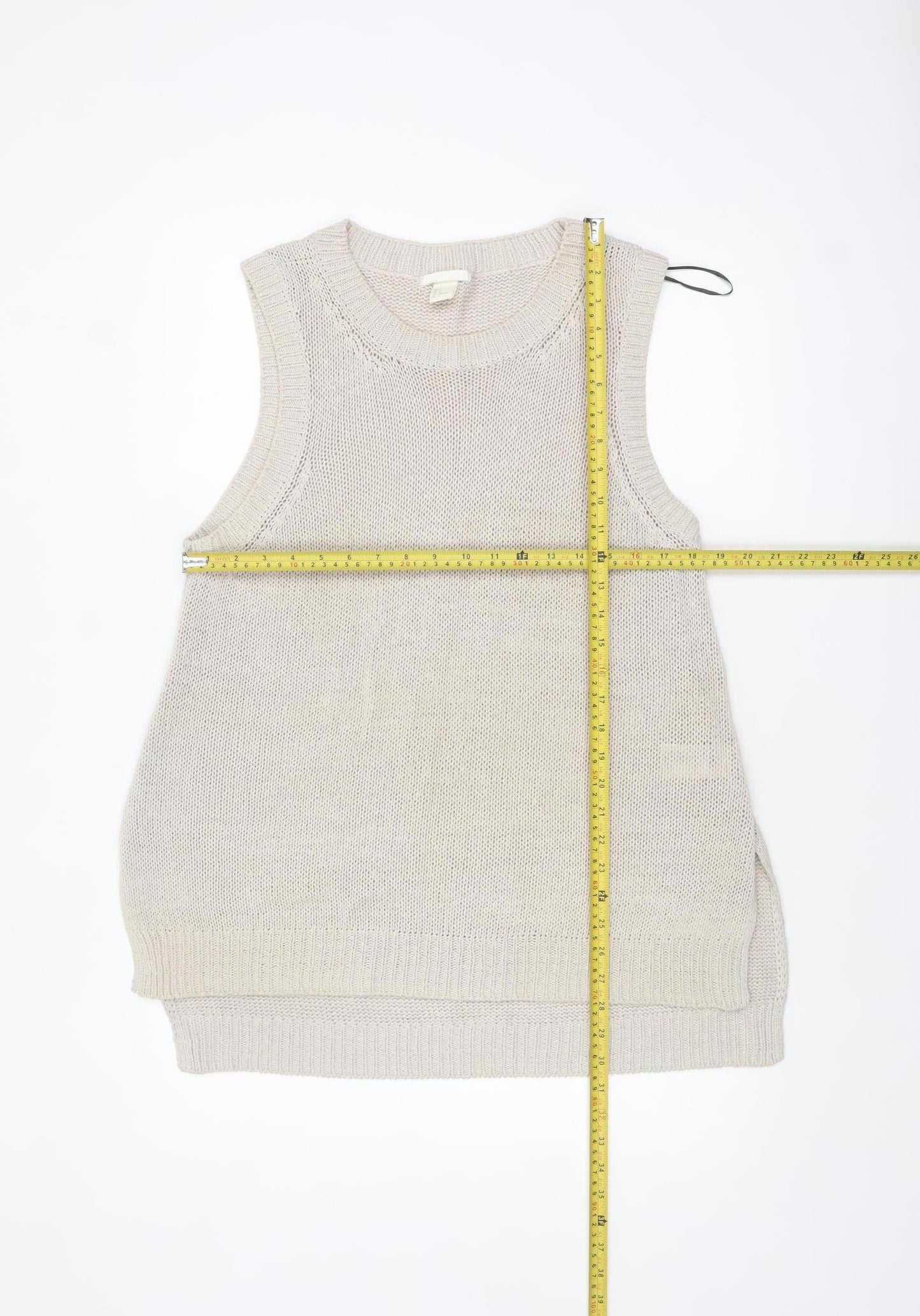 H&M Womens Beige Sleeveless Knit Vest Jumper Size L