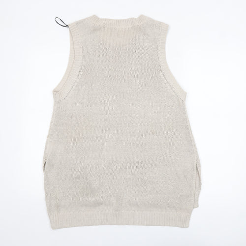 H&M Womens Beige Sleeveless Knit Vest Jumper Size L