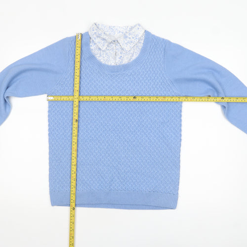 ISLE Womens Blue Knit Pullover Jumper Size S 10-12 Crew Neck