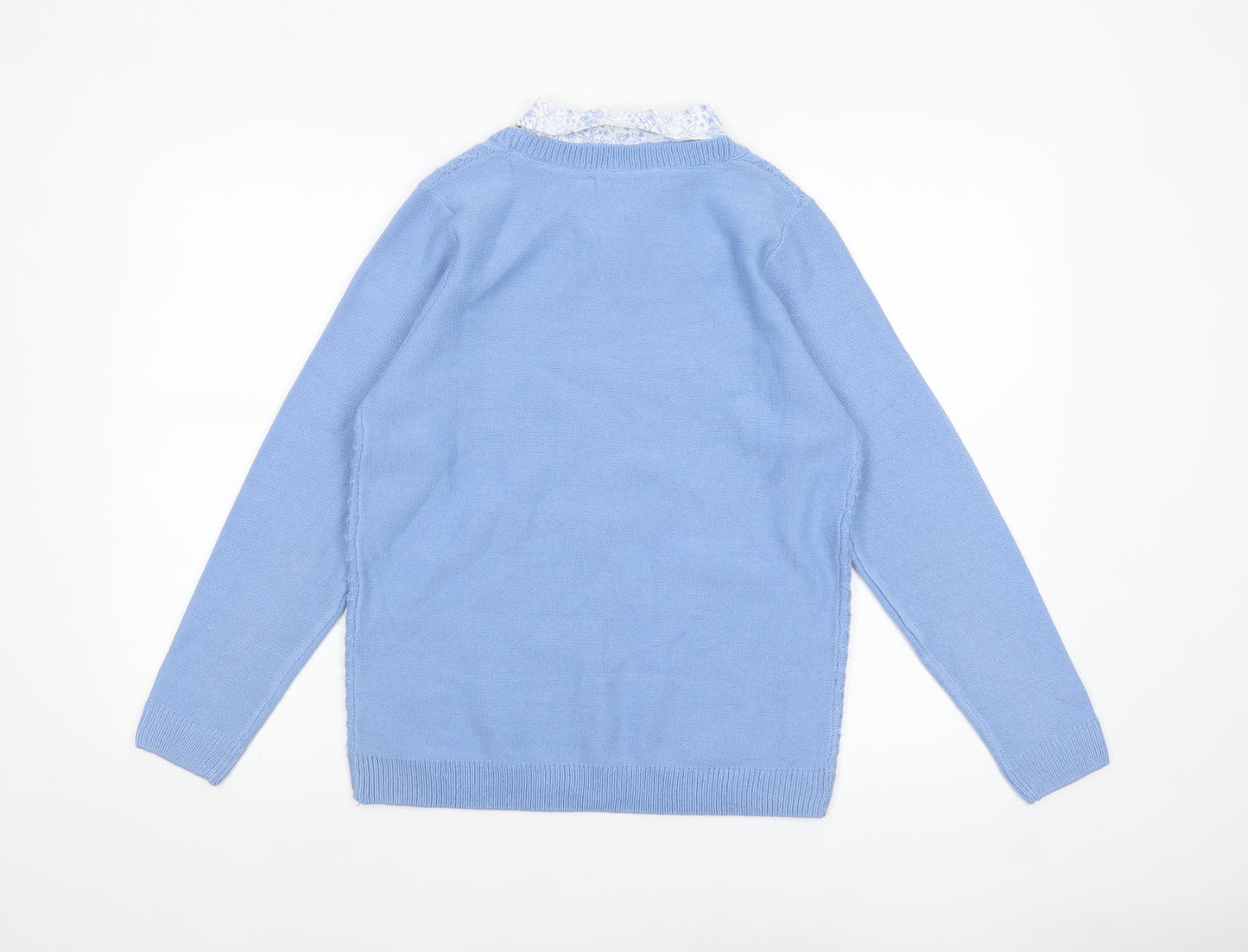 ISLE Womens Blue Knit Pullover Jumper Size S 10-12 Crew Neck