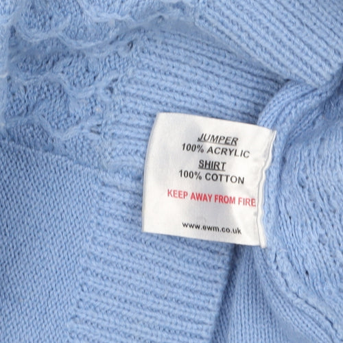 ISLE Womens Blue Knit Pullover Jumper Size S 10-12 Crew Neck