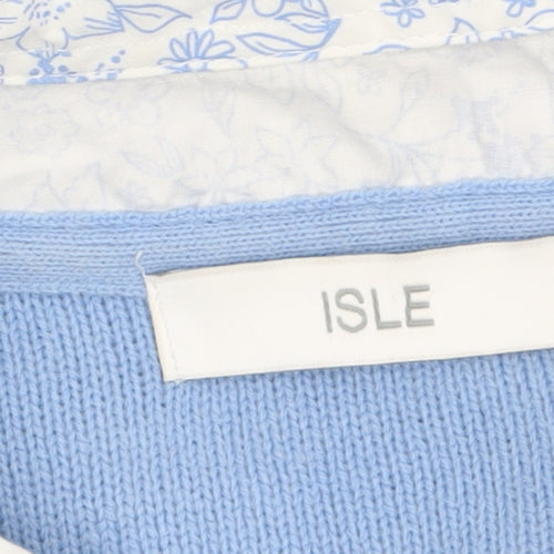 ISLE Womens Blue Knit Pullover Jumper Size S 10-12 Crew Neck