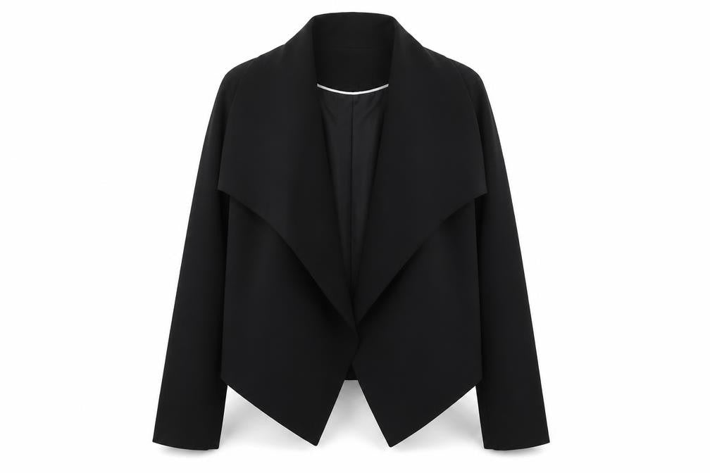 Front view of Massimo Fabbro Women Black UK 12 Waterfall Blazer Jacket