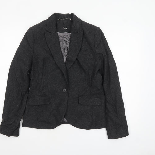 Next Women Charcoal Grey Wool Blend Single-Breasted Blazer UK 12