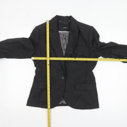 Next Women Charcoal Grey Wool Blend Single-Breasted Blazer UK 12