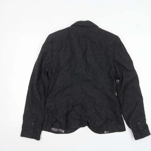 Next Women Charcoal Grey Wool Blend Single-Breasted Blazer UK 12