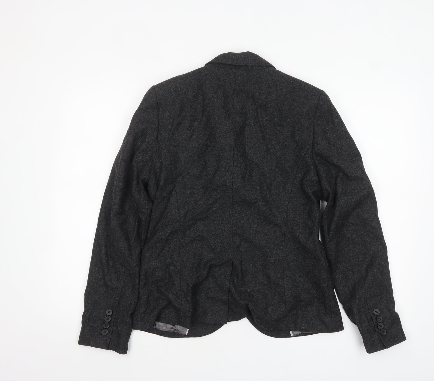 Next Women Charcoal Grey Wool Blend Single-Breasted Blazer UK 12