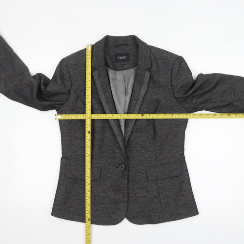 Next Women’s Grey Herringbone Blazer Size 12 Classic Single-Breasted Jacket