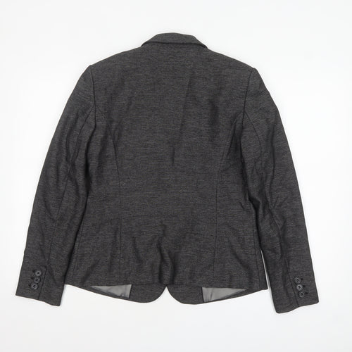 Next Women’s Grey Herringbone Blazer Size 12 Classic Single-Breasted Jacket