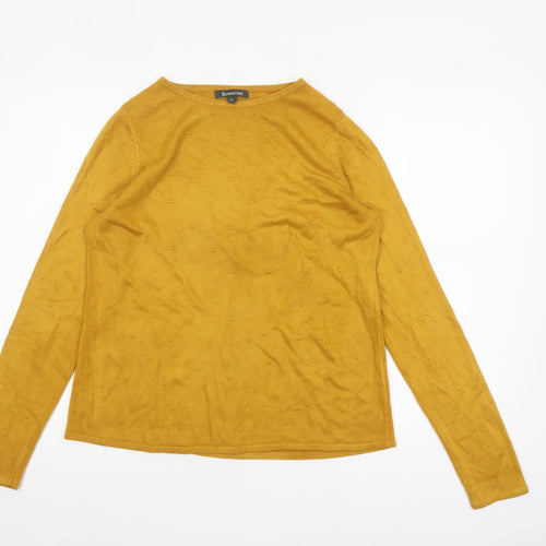 Bonmarché Women Yellow Size 12 Knit Crew Neck Pullover Jumper