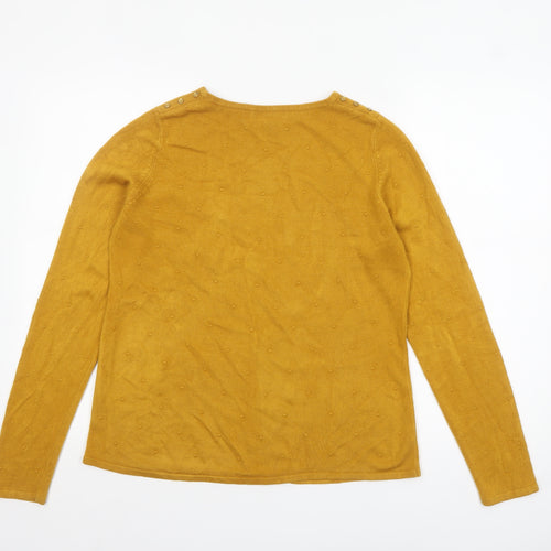 Bonmarché Women Yellow Size 12 Knit Crew Neck Pullover Jumper