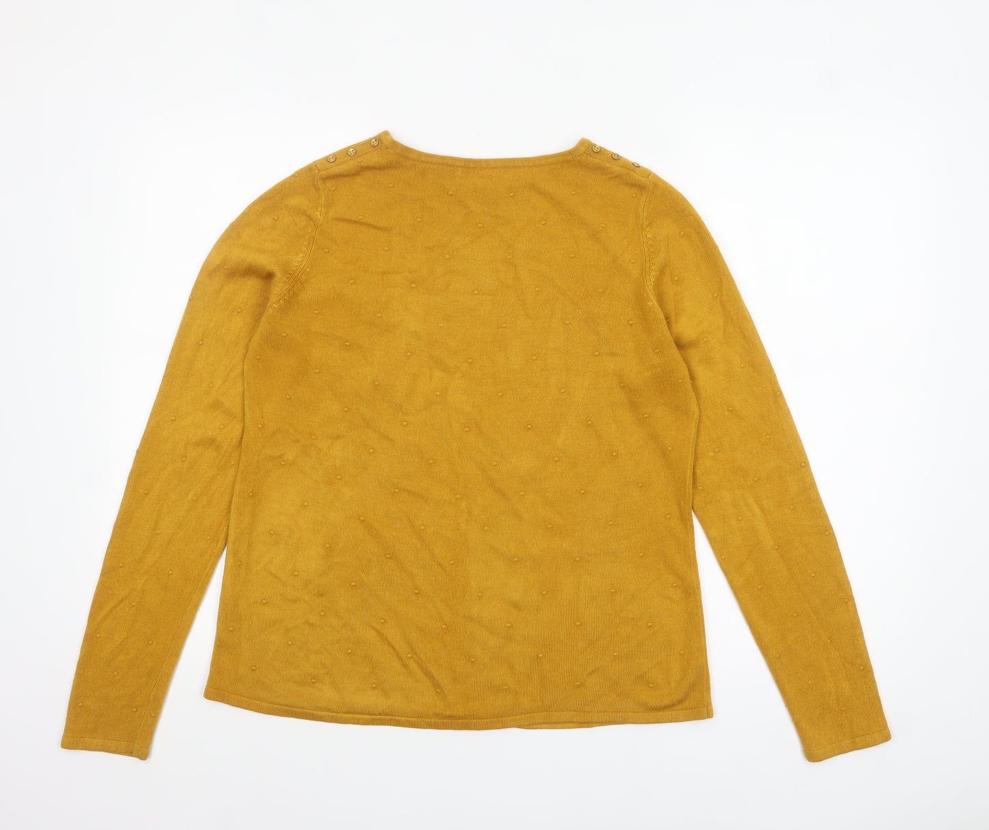 Bonmarché Women Yellow Size 12 Knit Crew Neck Pullover Jumper