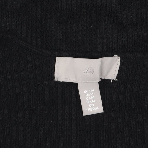 H&M Women's Black V-Neck Slim Fit Long Sleeve Pullover Jumper Size 12