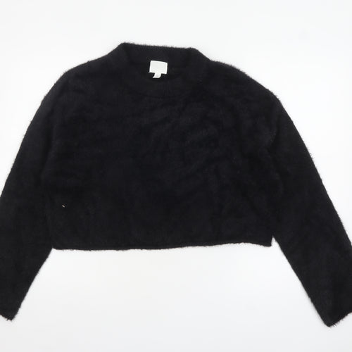 H&M Women's Black Mock Neck Long Sleeve Pullover Jumper Size 12