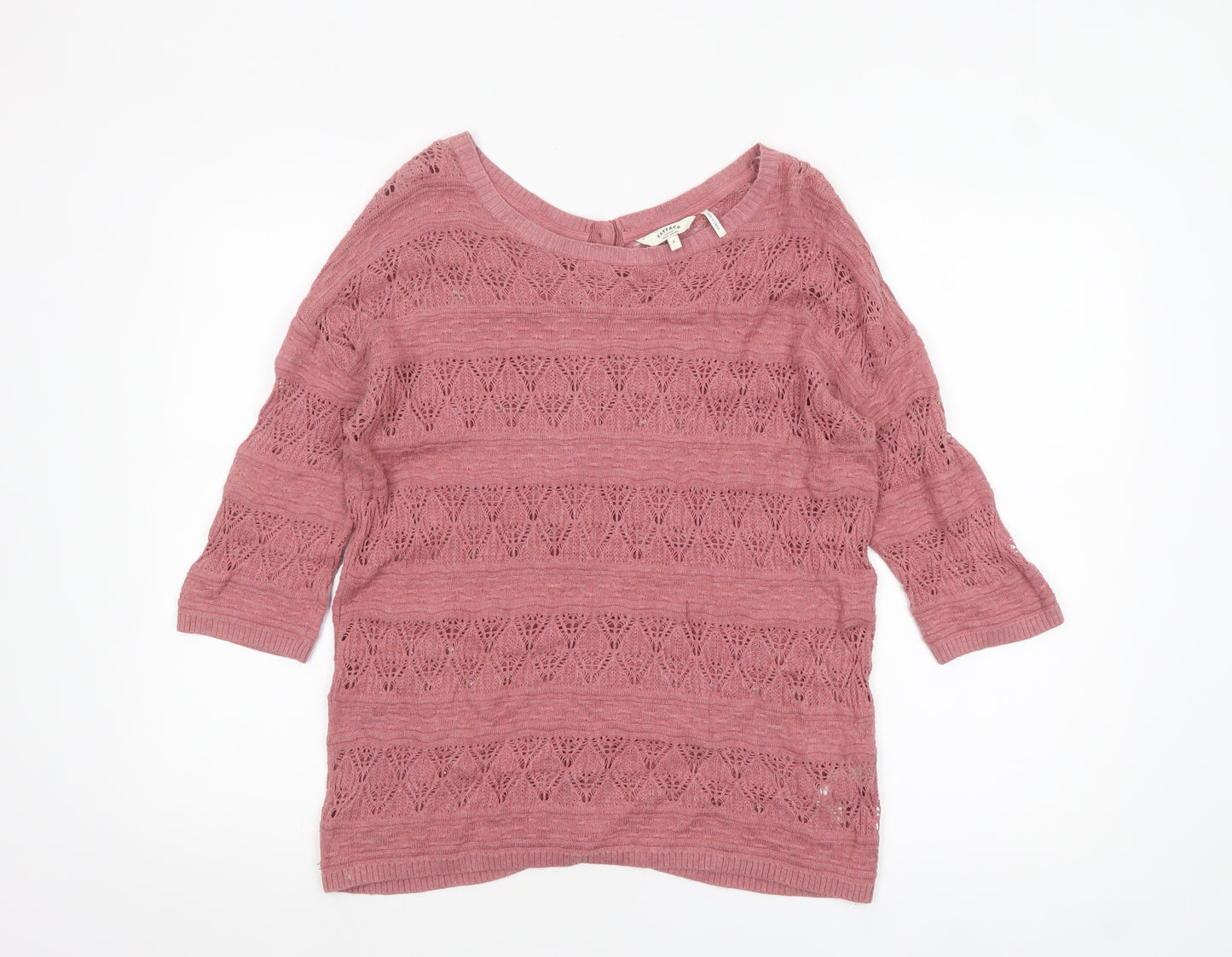FatFace Women’s Pink Open Knit 3/4 Sleeve Cotton Cardigan Size 8