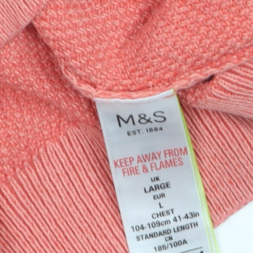Marks and Spencer Men’s Pink Cotton Crew Neck Jumper Size L