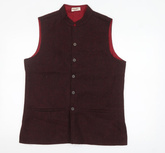 Fabindia Men's Maroon Wool Waistcoat Size 40 Button-Up Smart Fit