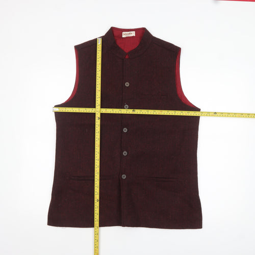 Fabindia Men's Maroon Wool Waistcoat Size 40 Button-Up Smart Fit