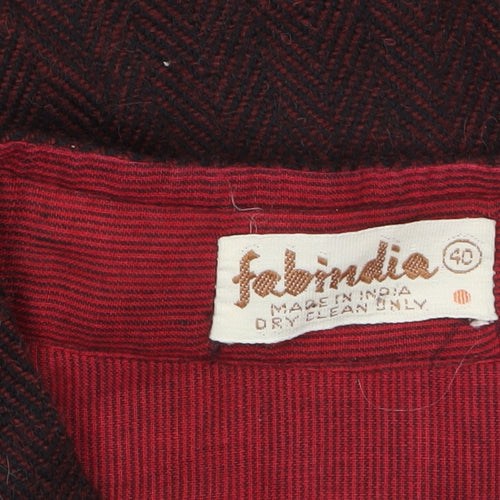 Fabindia Men's Maroon Wool Waistcoat Size 40 Button-Up Smart Fit