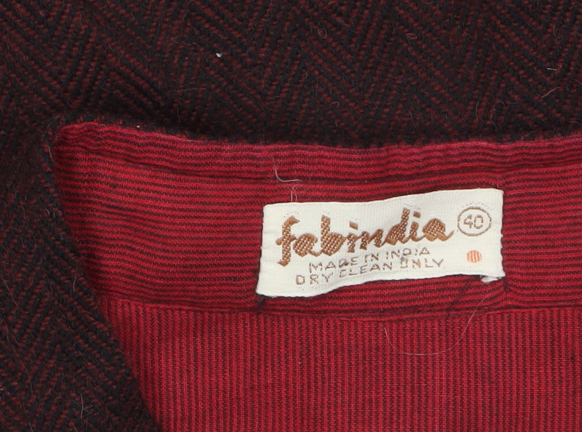 Fabindia Men's Maroon Wool Waistcoat Size 40 Button-Up Smart Fit