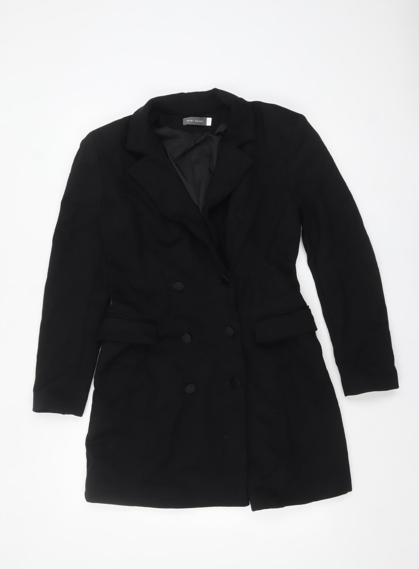 Mint Velvet Women's Black Long Overcoat Size 10