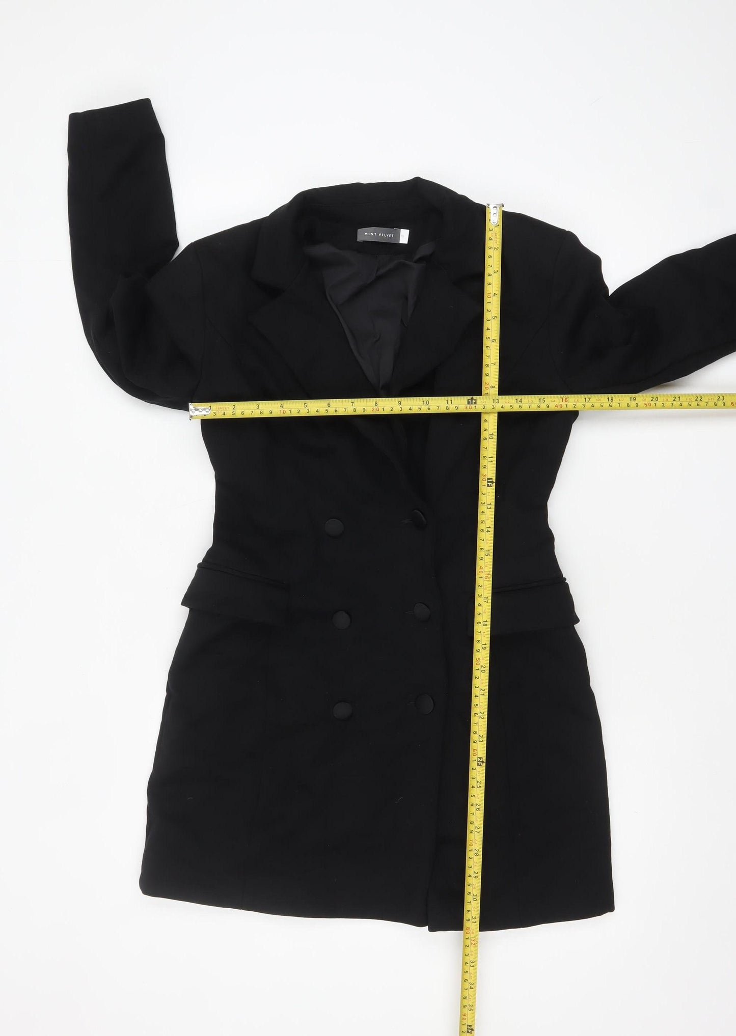 Mint Velvet Women's Black Long Overcoat Size 10