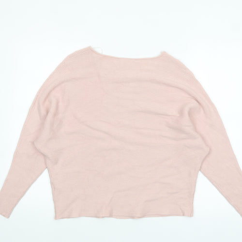 Principles Women Pink Knit Boat Neck Relaxed Fit Jumper Size L