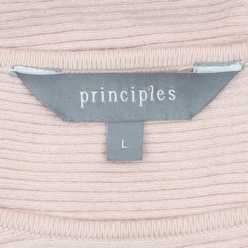 Principles Women Pink Knit Boat Neck Relaxed Fit Jumper Size L