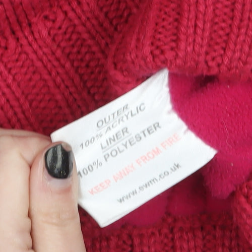Country Rose Women’s Pink Hooded Knit Cardigan M Acrylic Lined