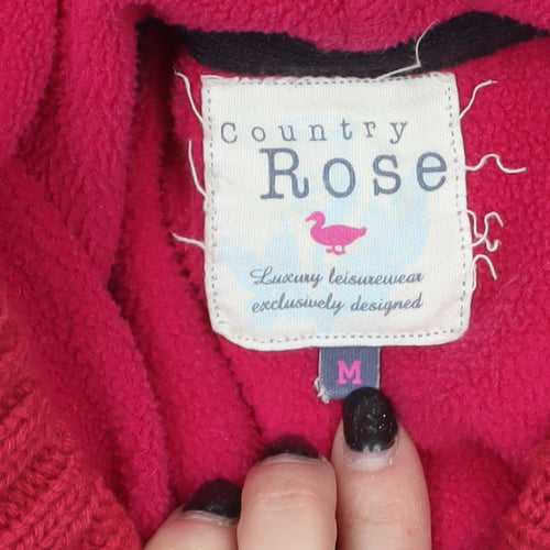 Country Rose Women’s Pink Hooded Knit Cardigan M Acrylic Lined