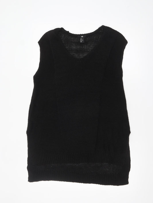 H&M Women’s Black Acrylic Knit Sleeveless V-Neck Vest Size 12