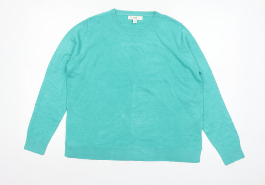 Marks and Spencer Women's Green Size 14 Acrylic Crew Neck Jumper