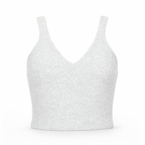 George Women’s Grey V-Neck Cropped Knit Tank Top L