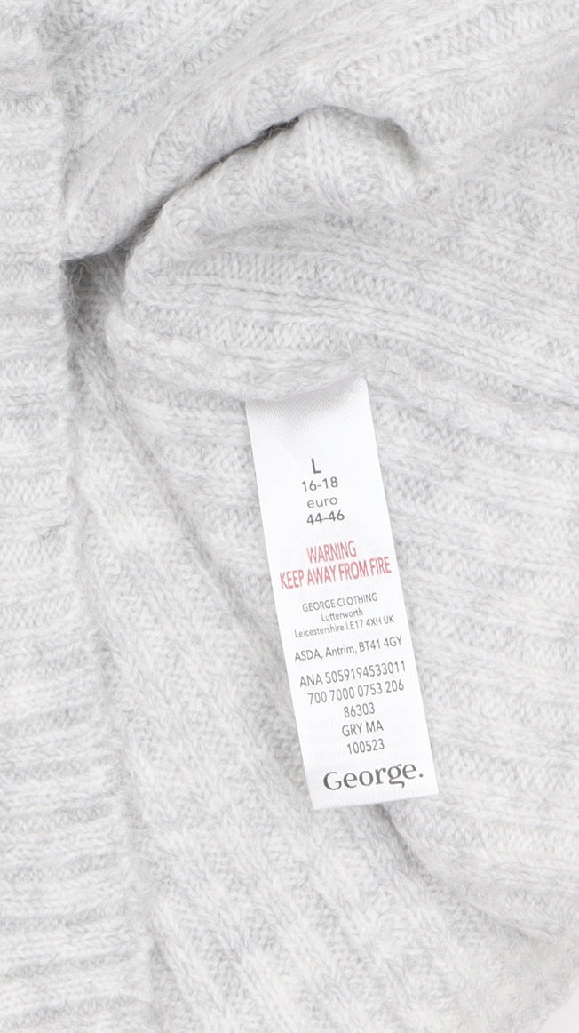 George Women’s Grey V-Neck Cropped Knit Tank Top L