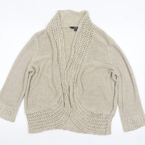 Debenhams Women Beige Open-Knit Cardigan Size 18