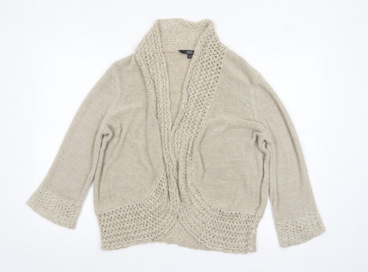 Debenhams Women Beige Open-Knit Cardigan Size 18