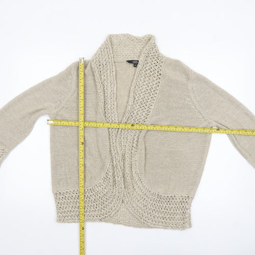 Debenhams Women Beige Open-Knit Cardigan Size 18